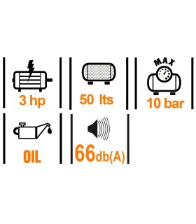 COMPRESOR NUAIR B2800B/3M/50 3CV 50LTS 10BAR 220V MONOFASICO