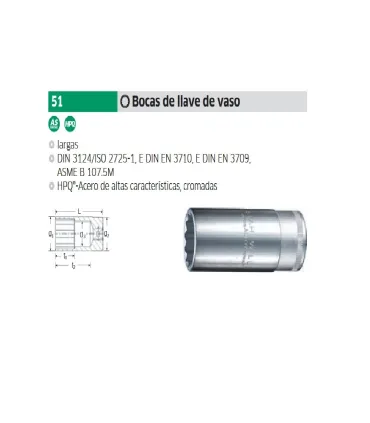 LLAVE VASO LARGO 1/2 BIHEX (12 CANTOS) 13mm REF. 51 STAHLWILLE