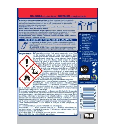 WD-40 Specialist Aflojatodo 400ml Doble Acción