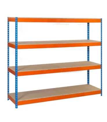 KIT ESTANTERIA SIMONFORTE 1806-4 2000x1800x600 cap. 600kg 4 NIVELES, CON MADERA