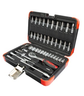 JUEGO VASOS COMPLETO 1/4" 46pcs RATIO