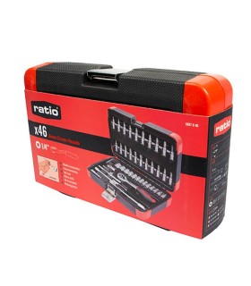 JUEGO VASOS COMPLETO 1/4" 46pcs RATIO