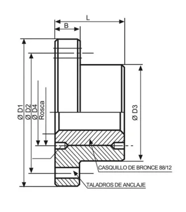 TUERCA BRIDA ACERO+CASQ.BRONCE BR-30x6 DCHA