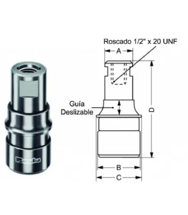 CONVERTIDOR PORTABROCAS ROSCA 1/2-SAE A SDS-PLUS