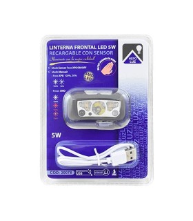 LINTERNA FRONTAL/CABEZA 5W RECARGABLE+SENSOR