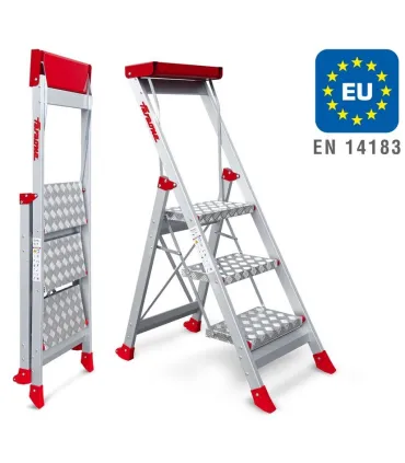 ESCALERA PROF. ALU. 3 PELDAÑOS ANCHOS PLEGABLE