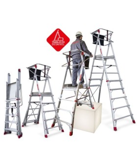 ESCALERA PLS-5 5 PELDAÑOS, PLATAFORMA REGULABLE EN ALTURA