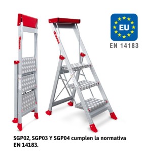 ESCALERA ALTA SEGURIDAD ALUMINIO 4 PELDAÑOS FARAONE SGP 04