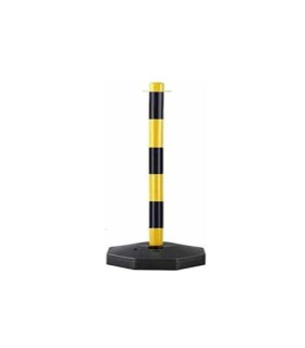 BASE + COLUMNA SOPORTE CADENA PLASTICO AMARILLO + NEGRO