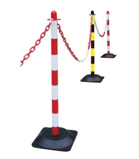 BASE + COLUMNA SOPORTE CADENA PLASTICO AMARILLO + NEGRO