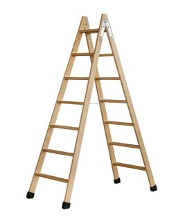 ESCALERA 7 PELD.TIJERA MADERA 1,75m C/TACOS