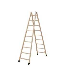 ESCALERA 9 PELD.TIJERA MADERA 2,25m C/TACOS