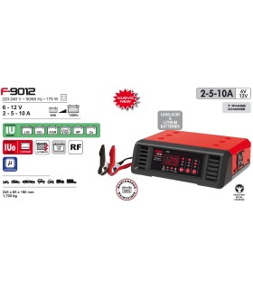 CARGADOR BATERIAS AUTOMATICO 9012 6-12V 2-10Amp (BAT.4-120A). TODO TIPO DE BATERIAS, INCLUIDAS LITIO