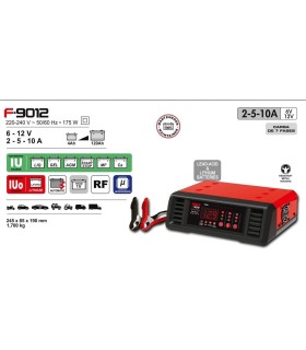 CARGADOR BATERIAS AUTOMATICO 9012 6-12V 2-10Amp (BAT.4-120A). TODO TIPO DE BATERIAS, INCLUIDAS LITIO