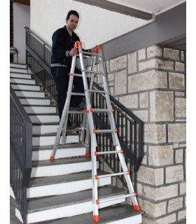 ESCALERA TELES. TIJERA CON BARANDILLA 3m/PLEGADA 1,85m/ ESTIR.5,9m