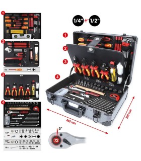 CAJA 128 HERRAMIENTAS ELECTROMECANICO KS TOOLS 911.0628