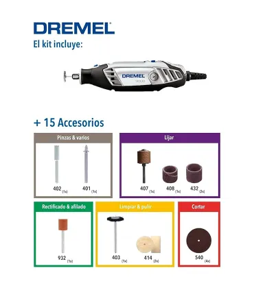 SET DREMEL 3000 JC 130W + 15 ACCESORIOS + ESTUCHE
