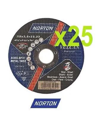 CAJA 25 DISCOS CORTE ACERO+INOX 115x1x22