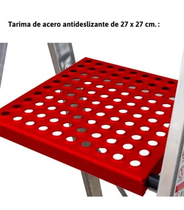 ESCALERA FARAONE ALUM.TIJERA 4 Peld + Bandeja