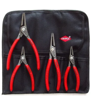 JUEGO 4 ALICATE SEGER KNIPEX-FUERTE 180MM C/FUNDA ENROLLABLE