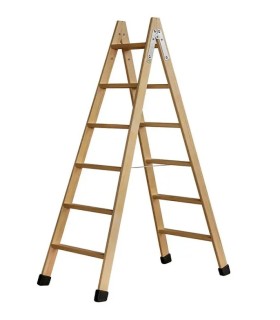 ESCALERA 6 PELD.TIJERA MADERA 1,50m C/TACOS