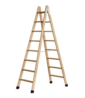 ESCALERA 8 PELD.TIJERA MADERA 2m C/TACOS