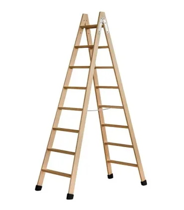 ESCALERA 8 PELD.TIJERA MADERA 2m C/TACOS