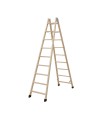 ESCALERA 9 PELD.TIJERA MADERA 2,25m C/TACOS