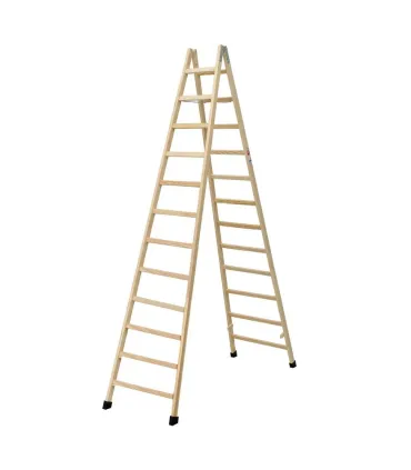 ESCALERA 12 PELD.TIJERA MADERA 3,25m C/TACOS