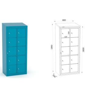 ARMARIO DISTRIBUCION ROPA LIMPIA 160.12.2.T1. 10 CASILLEROS 320x265 EN 2 COLUMNAS