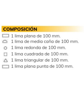 JUEGO 6 LIMAS AGUJA 4" 100mm CON MANGO