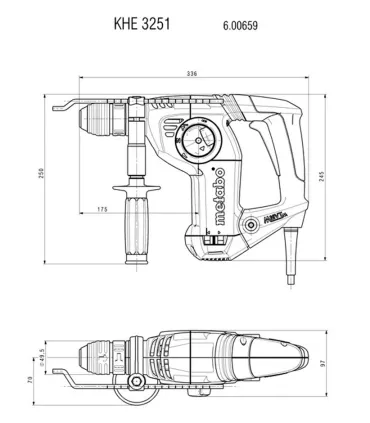 MARTILLO-CINCELADOR 800W BROCA Ø 32 METABO KHE3251 CON 2 PORTABROCAS