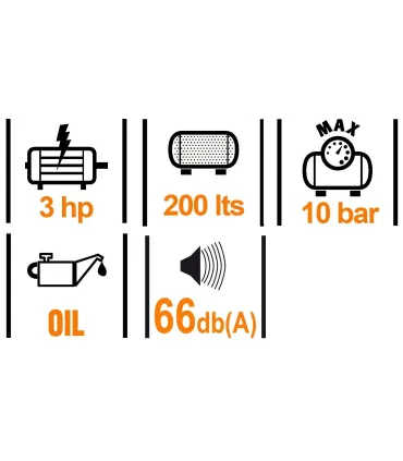 COMPRESOR NUAIR B2800B/3M200 3CV 200LTS 10BAR 230V MONOF
