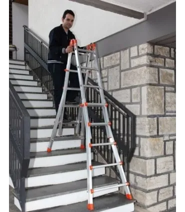 ESCALERA TELES. TIJERA CON BARANDILLA 3m/PLEGADA 1,85m/ ESTIR.5,9m