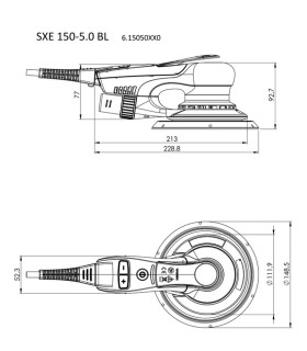 LIJADORA EXCENTRICA CON MOTOR BL SXE150-5.0 BL METABO (SIN ESCOBILLAS)