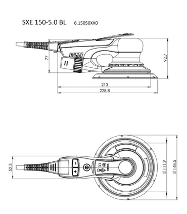 LIJADORA EXCENTRICA CON MOTOR BL SXE150-5.0 BL METABO (SIN ESCOBILLAS)