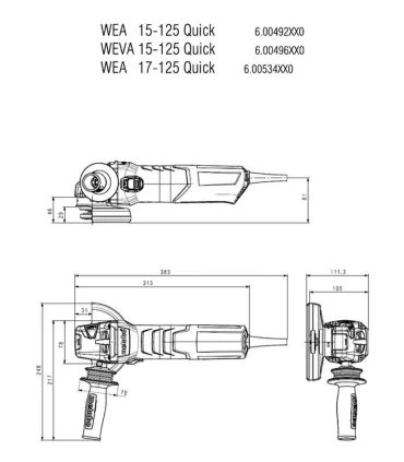 AMOLADORA WE 17-125 QUICK + 2 DISCOS DIAMANTE