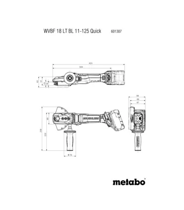 AMOLADORA PLANA WF18LTX 125 QUICK, SOLO CARCASA