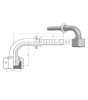 HEMBRA GIRATORIA 90º MÉTRICA CONO24º/60º  Ø 8L  M14X1.5 DN 1/4"
