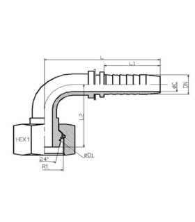 HEMBRA GIRATORIA MÉTRICA 90° SERIE FRANCESA Ø 13,2 M20X1,5 DN 5/16"