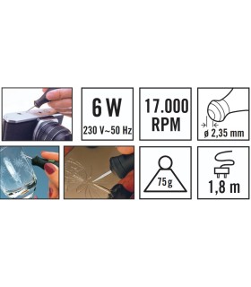 KIT LAPIZ GRABADOR ELECTRICO RATIO 6W por rotación fresas