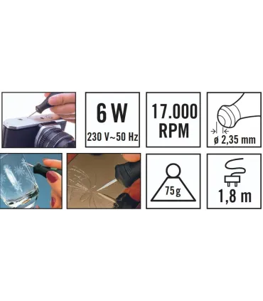 KIT LAPIZ GRABADOR ELECTRICO RATIO 6W por rotación fresas