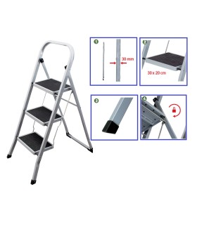 ESCALERA TIJERA (TABURETE) ACERO 3 PELDAÑOS 0,70m