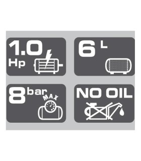 COMPRESOR AIRUM SILTEK 1CV 6L 8Bar 59dB HOBBY