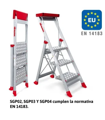 ESCALERA ALTA SEGURIDAD ALUMINIO 4 PELDAÑOS FARAONE SGP 04