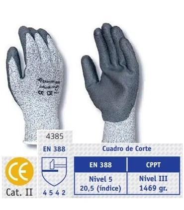 GUANTE PU CAT. III ANTICORTE Nivel 5 T-8/M 4542E