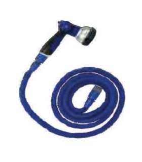 MANGUERA EXTENSIBLE AZUL 15MT C/ PISTOLA 8 FUNCIONES
