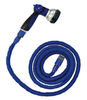 MANGUERA EXTENSIBLE AZUL 15MT C/ PISTOLA 8 FUNCIONES