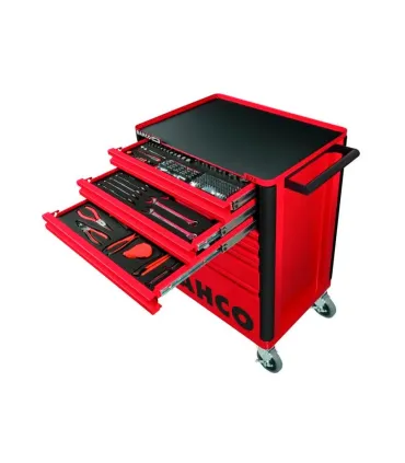 CARRO BAHCO 7 CAJONES CON 206 HERRAMIENTAS. COLOR ROJO