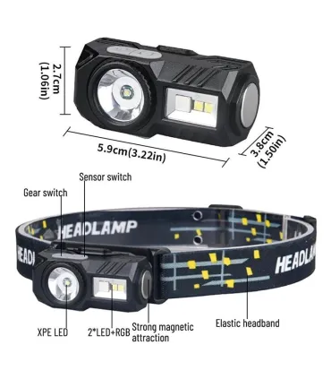 LINTERNA FRONTAL 5W RECARGABLE+SENSOR